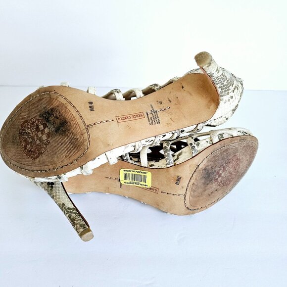 Vince Camuto Leather Snake Print Open Cage High Heel Sandal Zipper Sz 10~SH156.1 - Picture 6 of 9